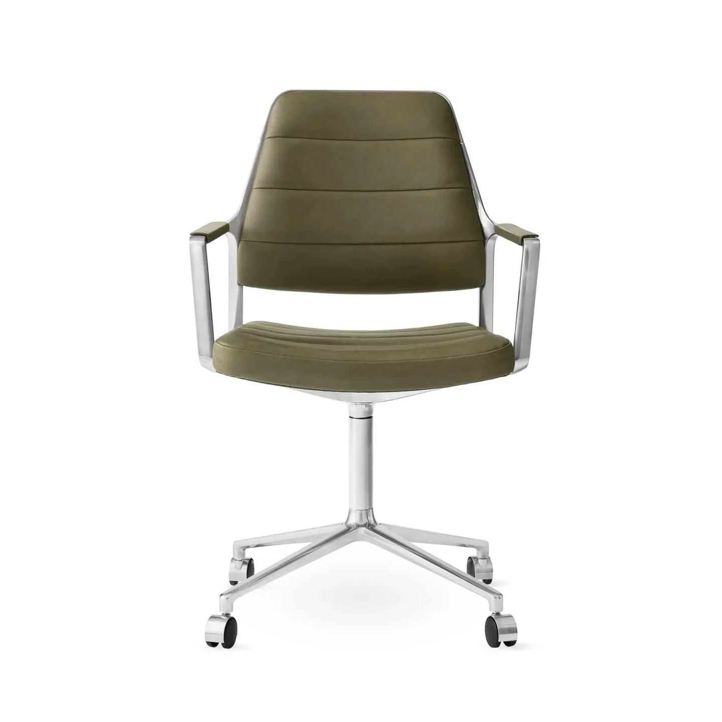 Vipp Vipp455 Swivel chair kontorsstol med hjul Bosco leather green-polished aluminium