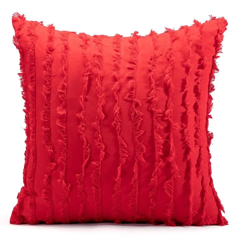 Putetrekk - Boho Linen 45 x 45 cm (rød) (Size: 45 x 45 cm)