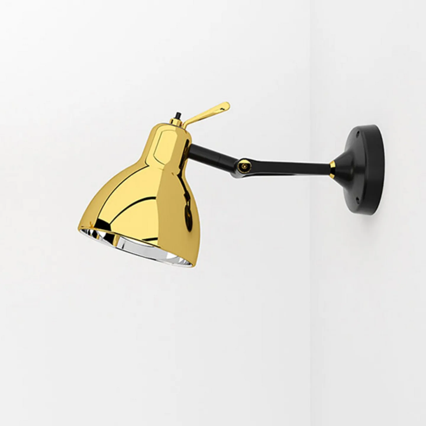 Luxy H0 Glam Anbauwandlampe, schwarz/gold, Glas - Rotaliana - Wohnzimmer - Design - Metall - Einflammig
