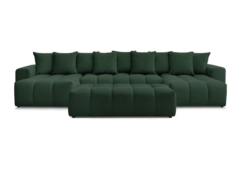 Panorama-Ecksofa mit Hocker BOBOCHIC MONT-BLANC Stoff chiniert grün
