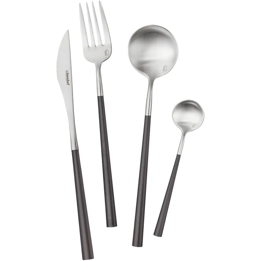 Berndorf Besteck-Set 24-tlg. Essenza schwarz/silber 18/10 Edelstahl 24 Stk