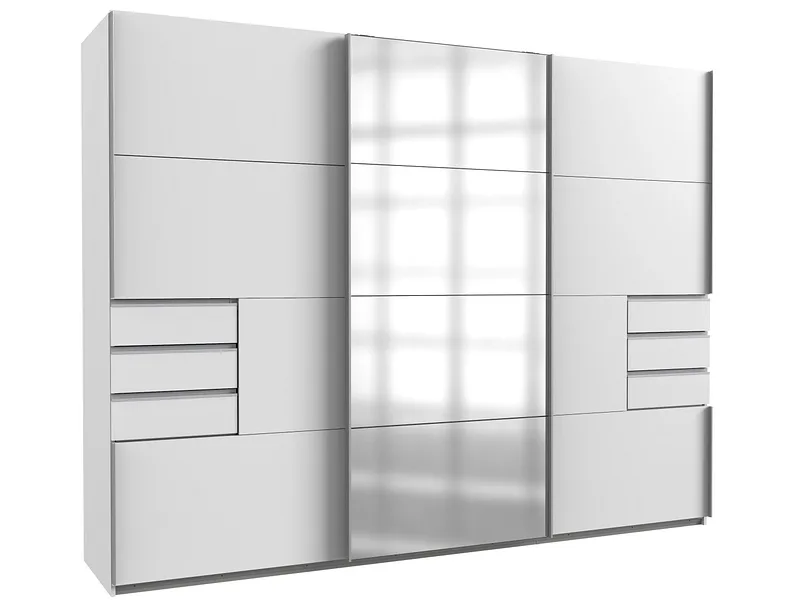 Schwebetürenschrank ASCONA weiss 3 Türen 6 Schubladen