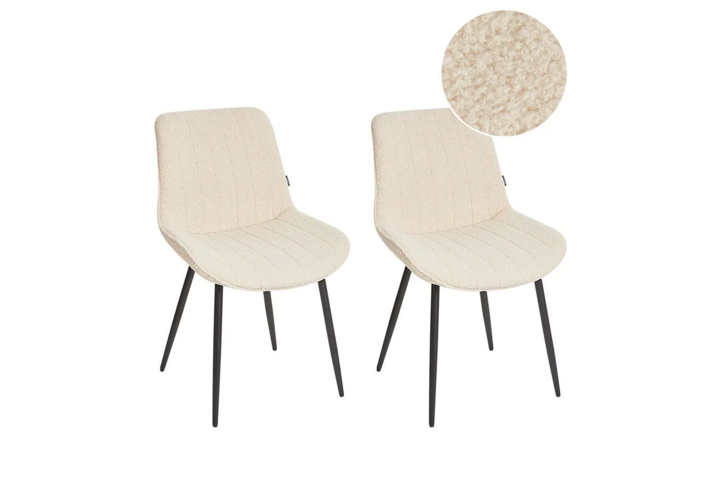 Set med 2 matstolar Dubrovnik - Beige, svart/Bouclé