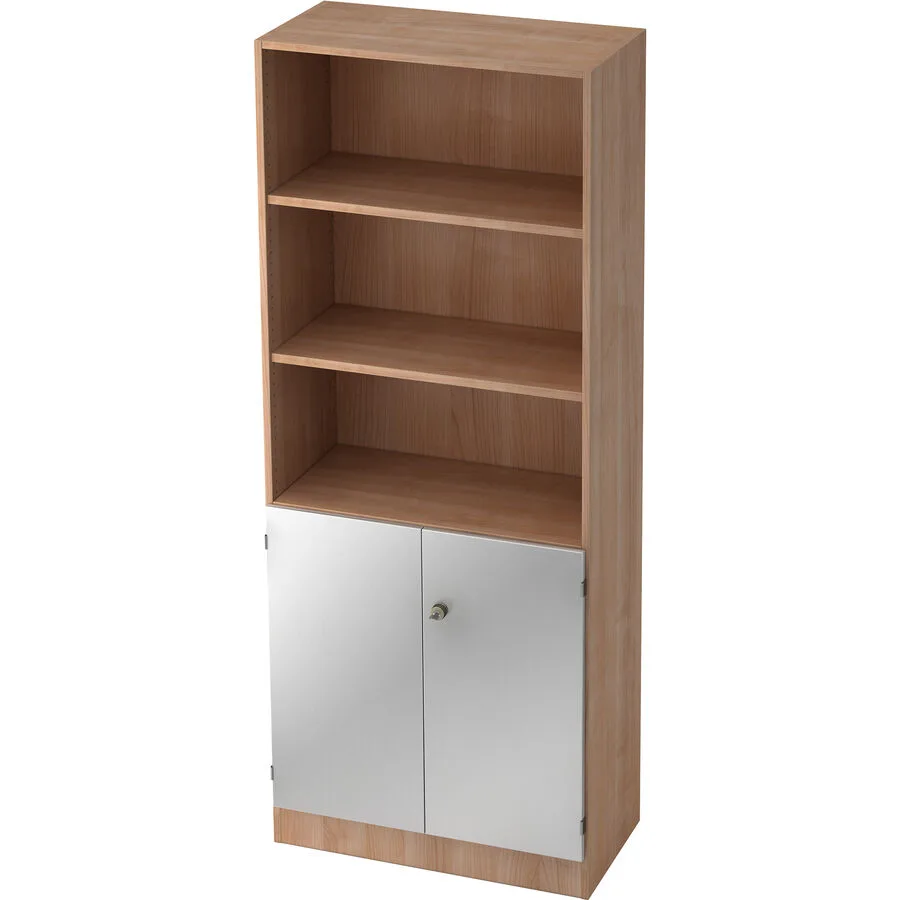 Aktenschrank Office silber, natur Holzwerkstoff, Alu Effekt B 80 cm H 200.4 cm