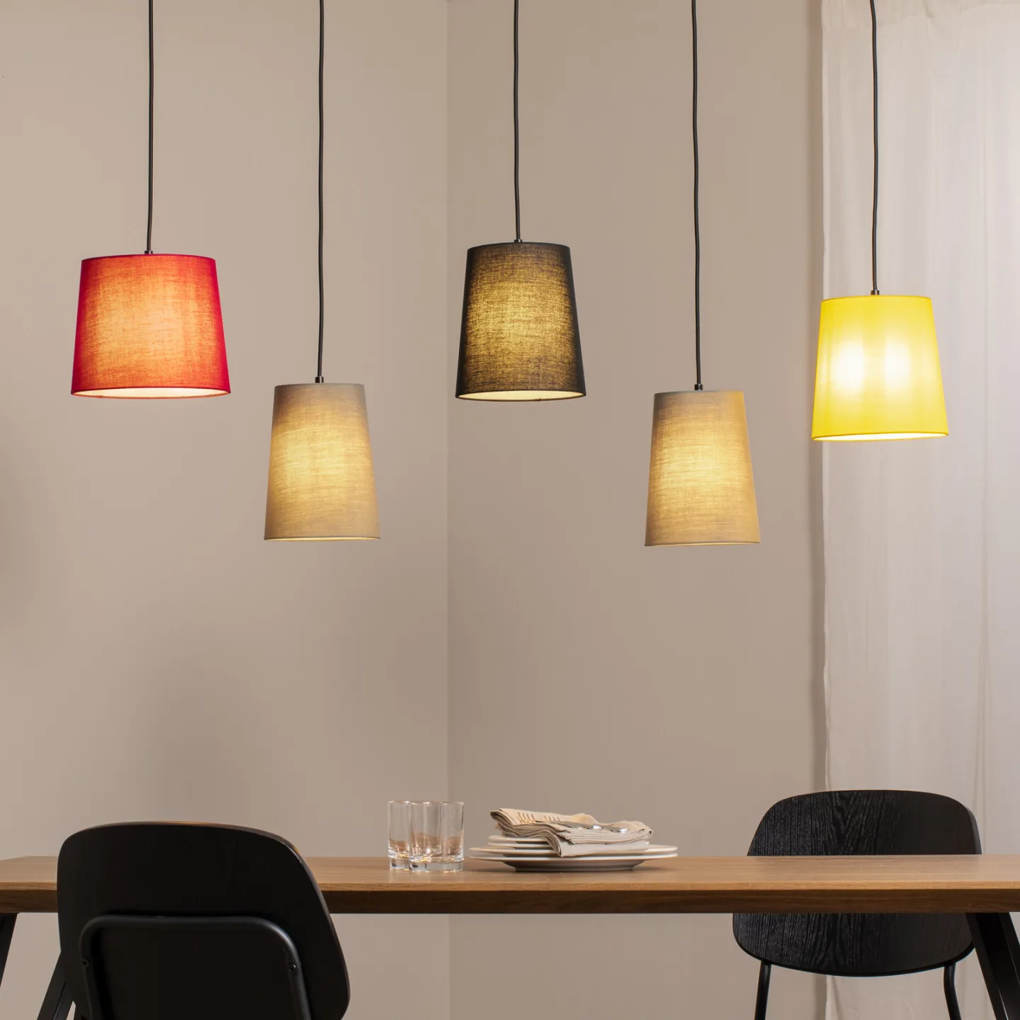Amilia 5 Pendelleuchte Multi - Lindby - Esszimmer - Junges Wohnen - Stoff / Textil - Mehrflammig