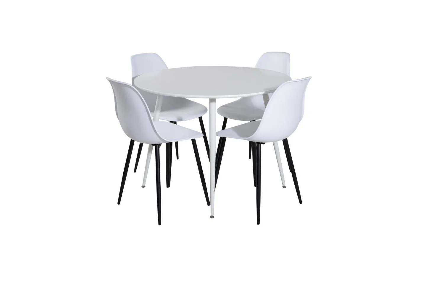 Plaza Matgrupp 100 cm Rund med 4 Polar stolar - Svart