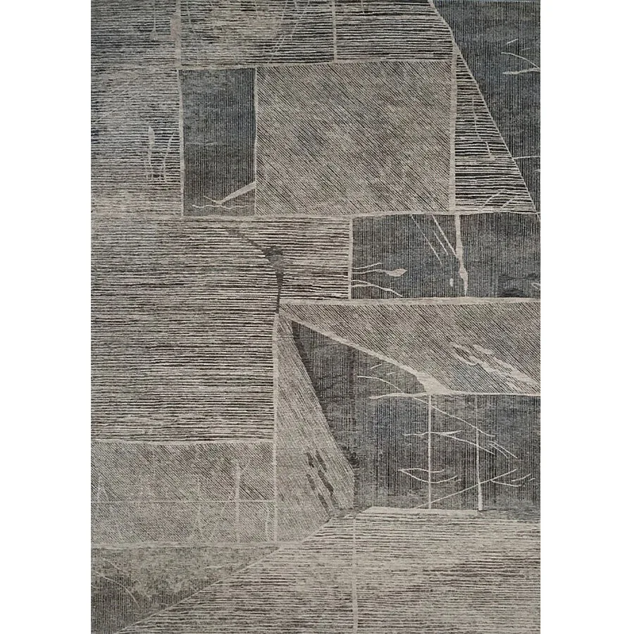 Teppich Warlo silbergrau Architektonisch/Riss Polyacryl 120 x 180 cm