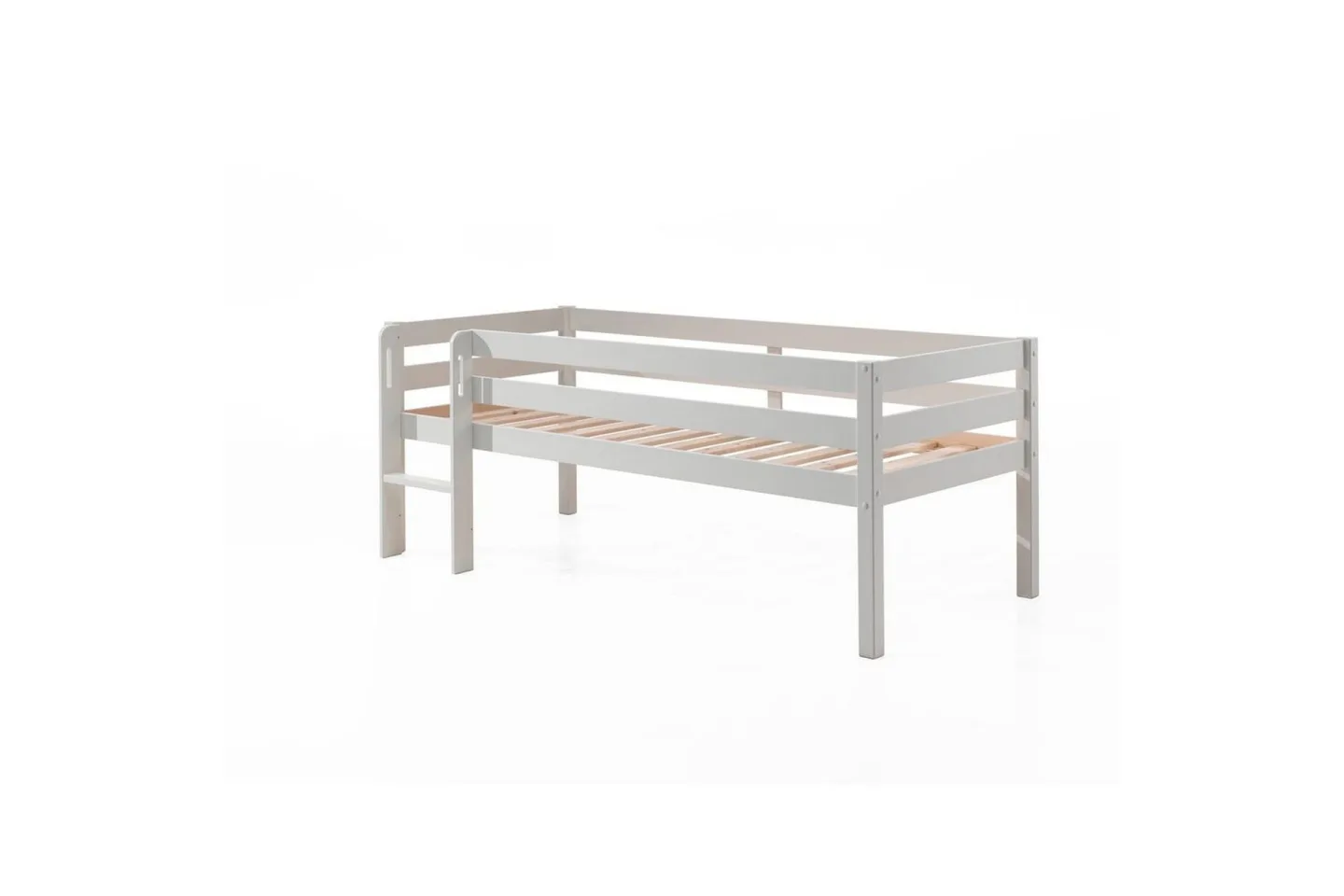 Mellanhög säng med stege Pino Vit, 85 cm - Vit, 85 cm