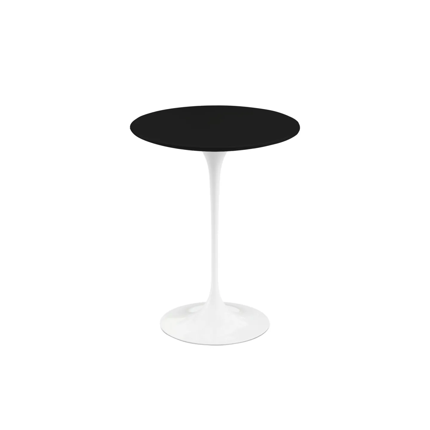 Knoll - Saarinen Round Table - Småbord, Vitt underrede, skiva i Svart laminat, Ø 41 - Sidobord - Eero Saarinen