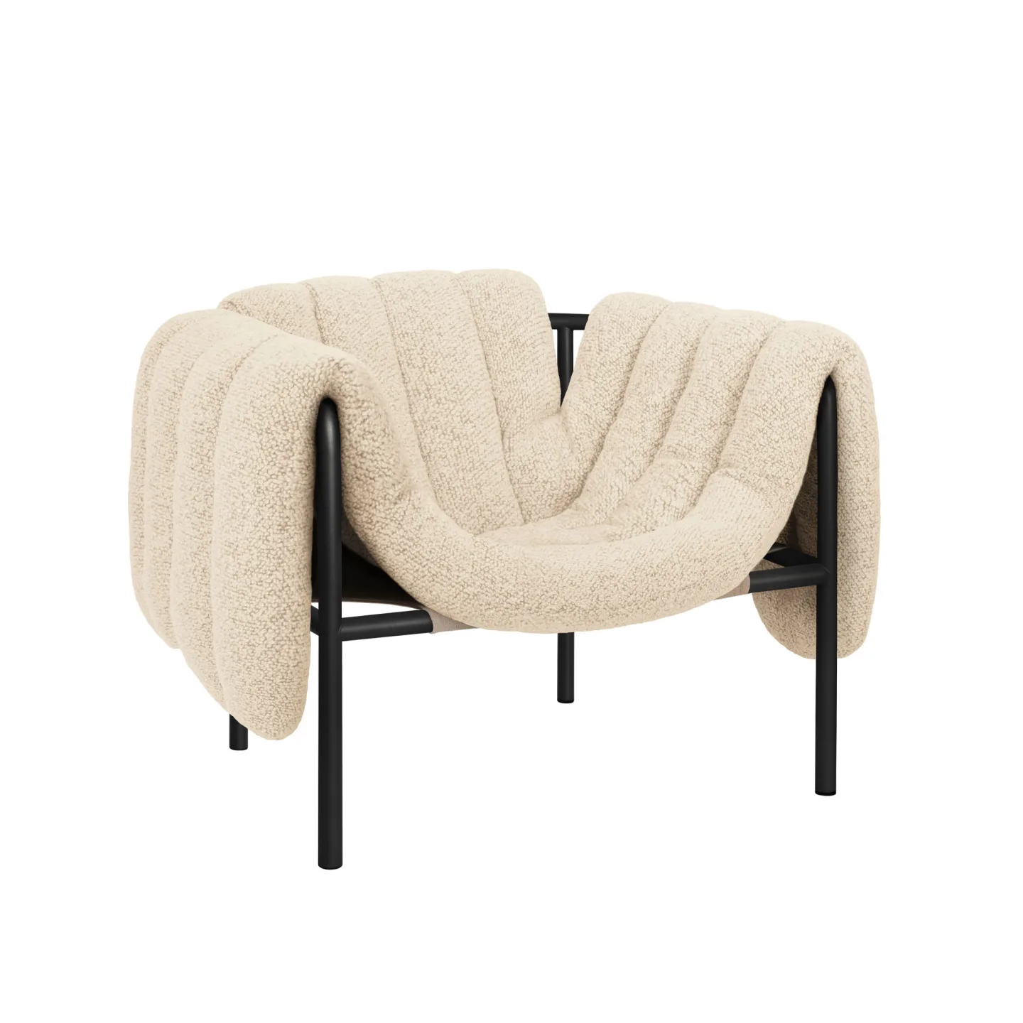 HEM - Puffy Lounge Chair - Eggshell/Black Grey - Fåtöljer - Faye Toogood - Beige,Grå - Bomull/Naturmaterial/Metall/Syntetiskt/Skum/Plast