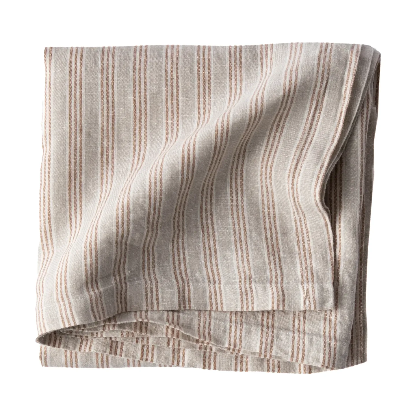 Tell Me More Tell Me More Leinentischtuch 145x145 cm Hazelnut stripe