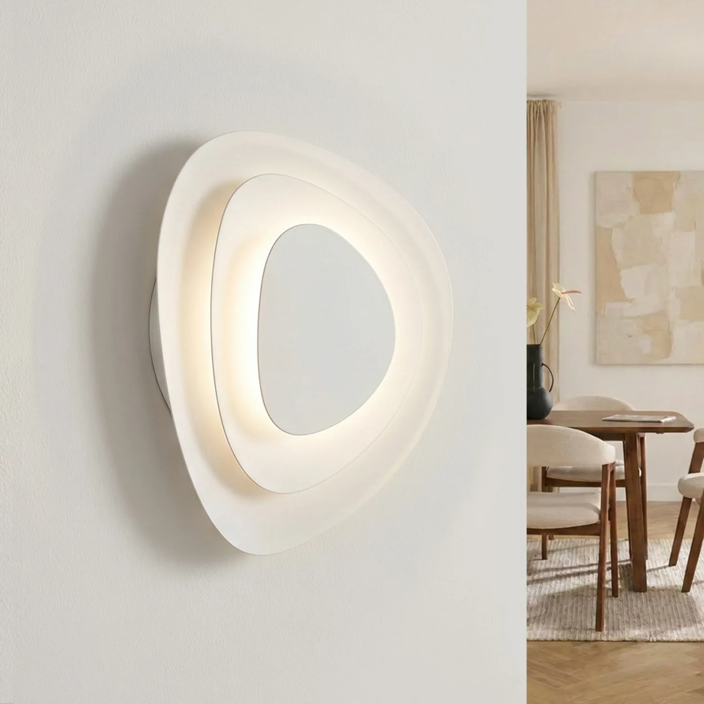 Delar LED-væglampe, dæmpbar, hvid, 25 x 25 cm, metal – Lindby - Stue - Moderne - Plastik - Rund