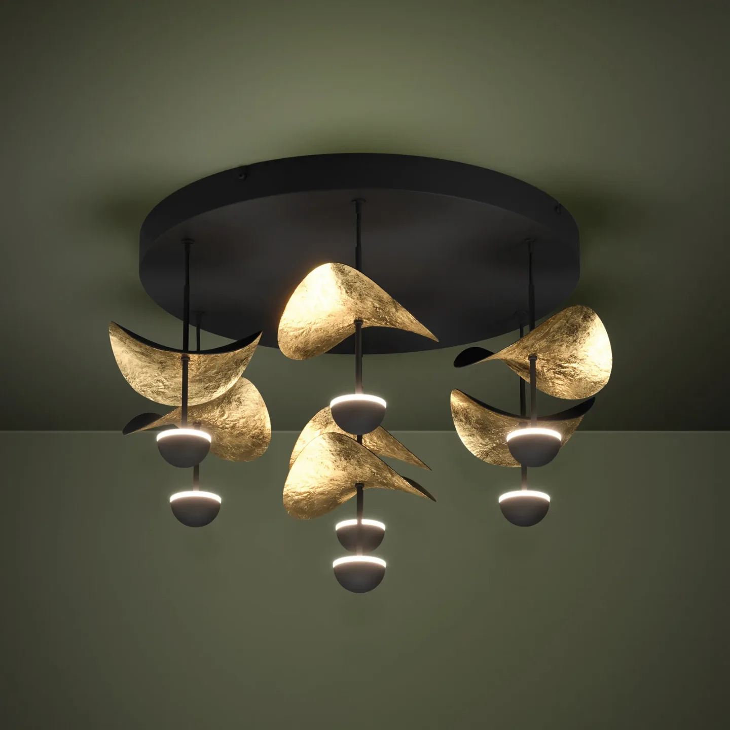 Dracera LED-taklampa svart/guld Ø 51 cm – Stars of Light - Vardagsrum - Modern - Metall - Med flera ljuskällor