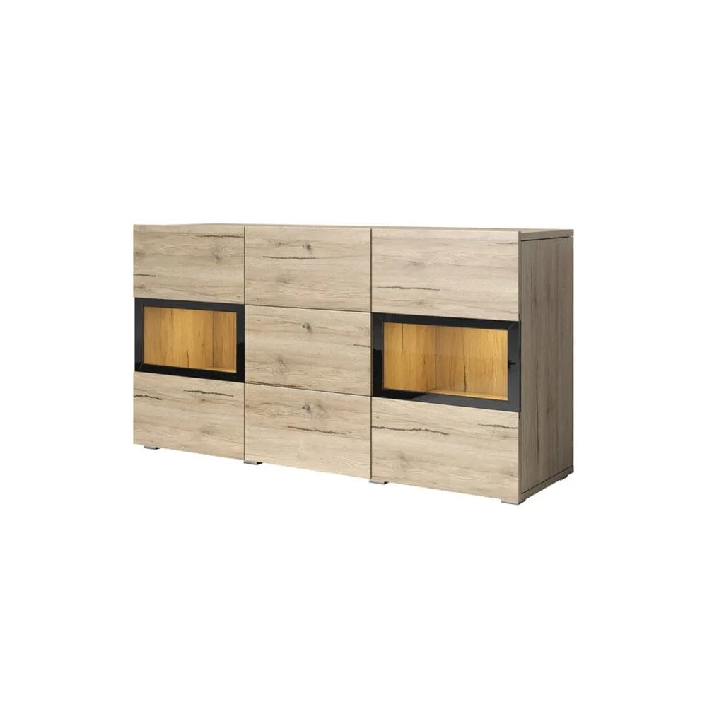 Sideboard Baros 2 Dörrar med 3 Lådor - San Remo Ek Ljust Laminat