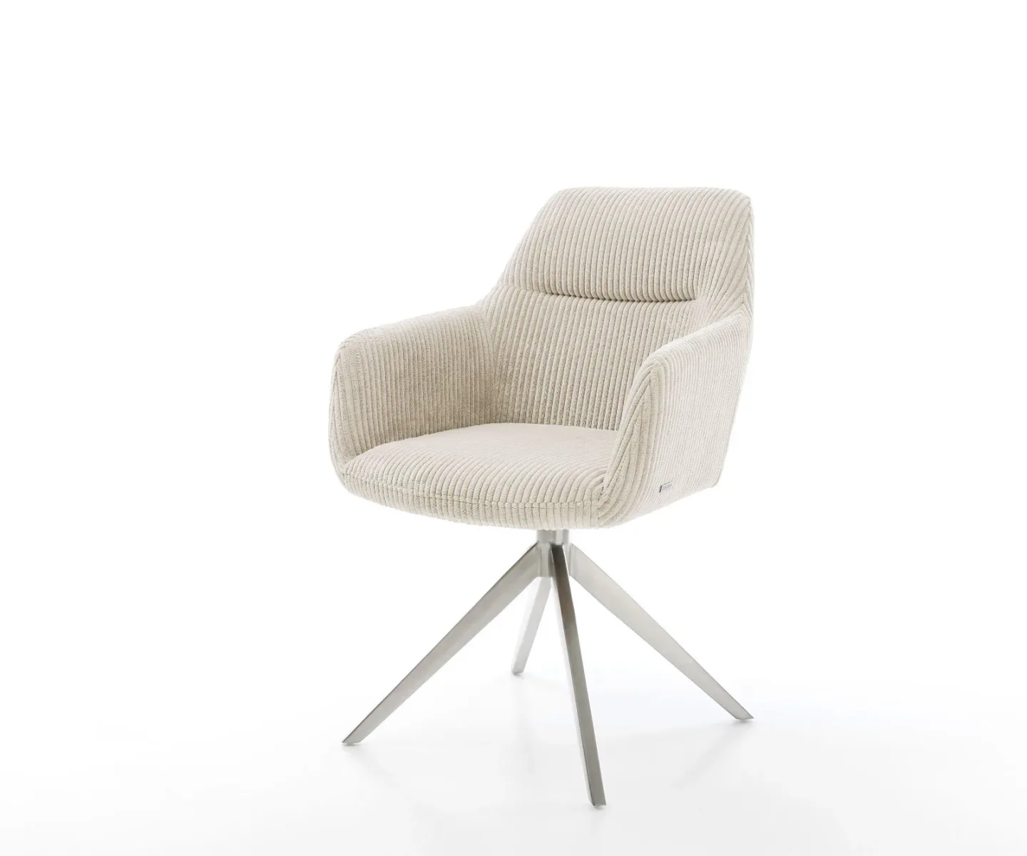 Drehstuhl Pejo-Flex Cord Beige Kreuzgestell breit Edelstahl 360° drehbar Wippfunktion Taschenfederkern