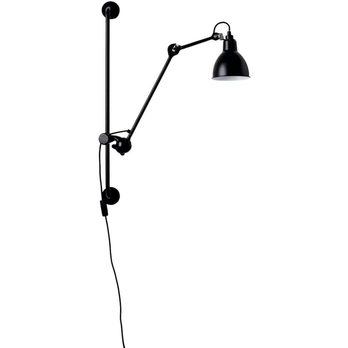 210 Wandleuchte schwarz/schwarz matt - Lampe Gras 201 Round - Wohnzimmer - Industrielles Design - Metall - Einflammig