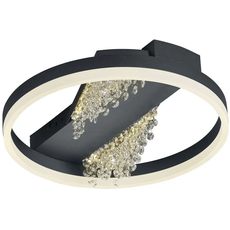 Deckenlampe Einar Schwarz Metall 40 cm 11 cm - LED - Lichtfarbe: Extra warmweiss - LED Energiesparlampen