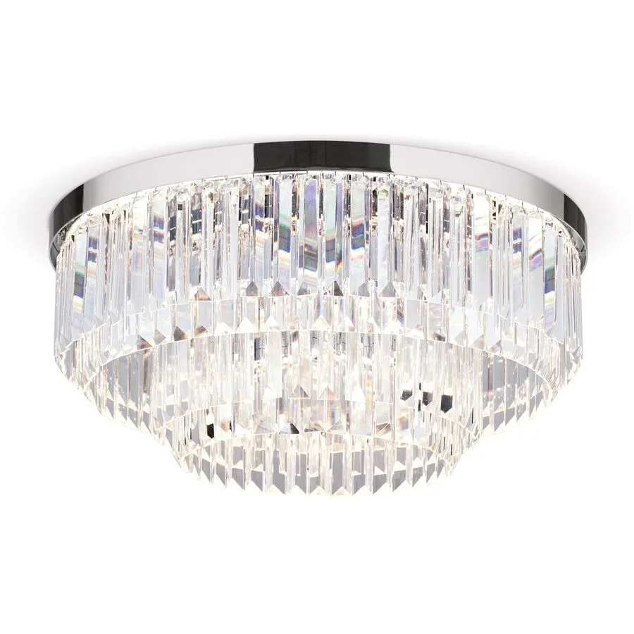 Briamond Deckenlampe Prism Grau Stahl/Kristall 55 cm 25 cm - Farbe: Chrom - LED - Lichtfarbe: Warmweiss - Material: Stahl/Orion Kristall -