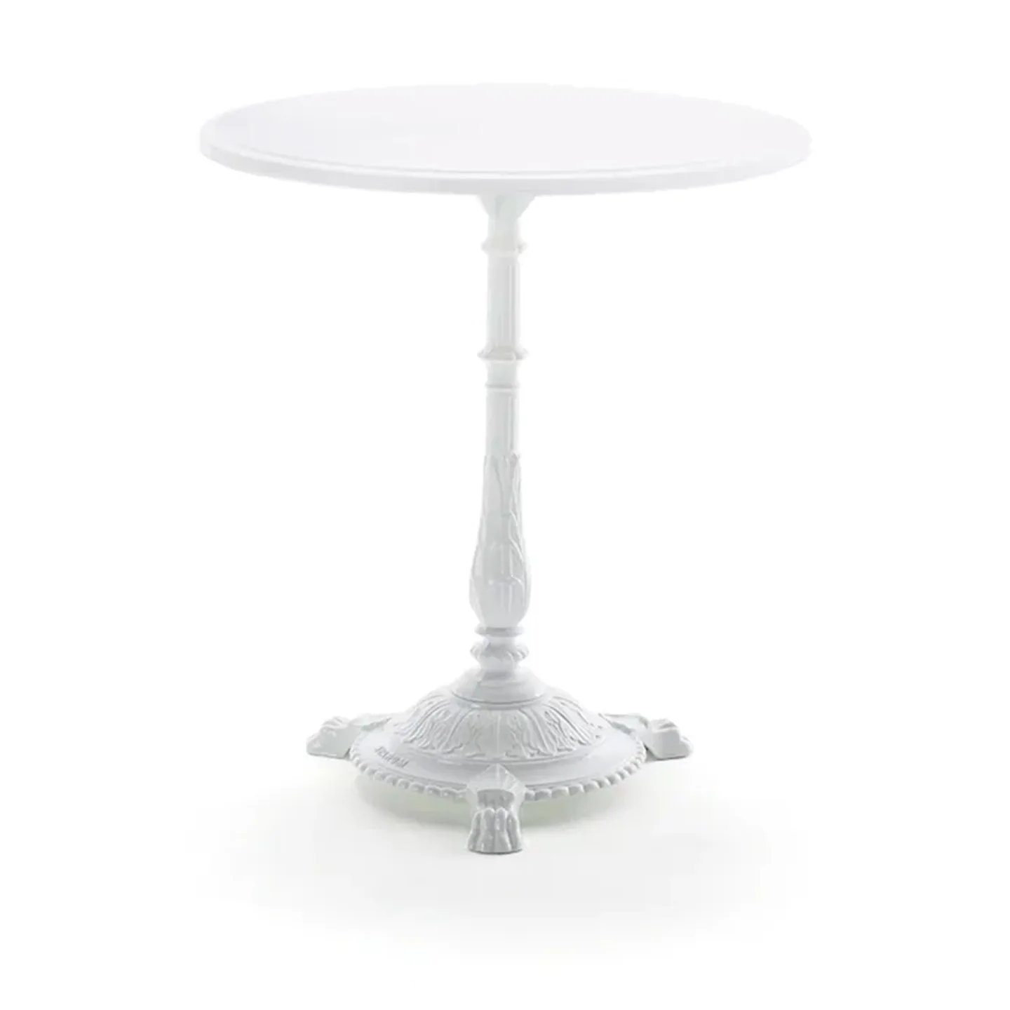 Byarums Bruk - Bord Classic Café Ø75 cm 4-tass – Vit gjuten/Vitlackerad Aluminium - Småbord och sidobord utomhus