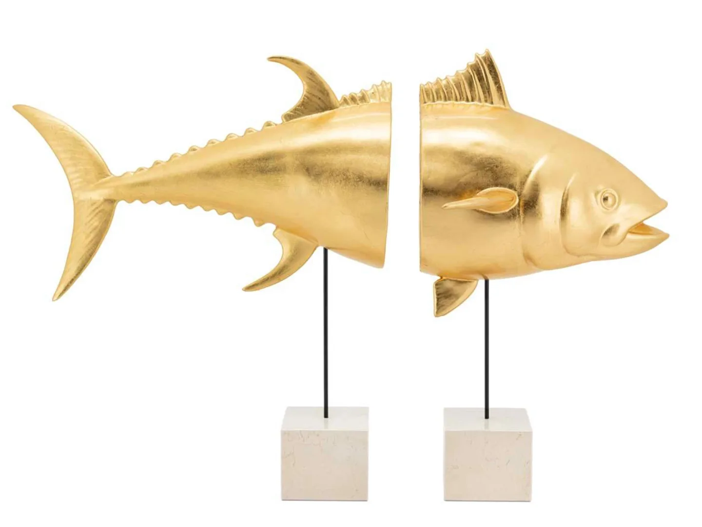 Abhika Figur Thunfisch 2teilig Zum Aufstellen Gold H: 55 cm | Schubiger Möbel