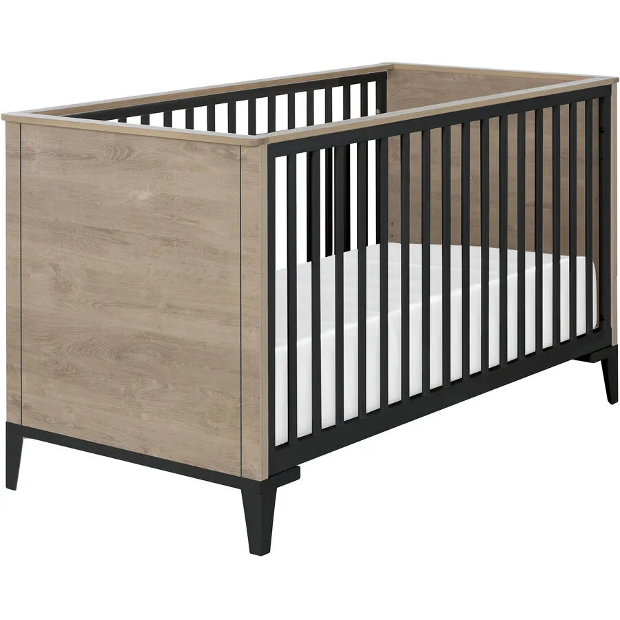 Babybett Marg Eiche Bianco furniert/weiss Holzwerkstoff 70 x 140 cm