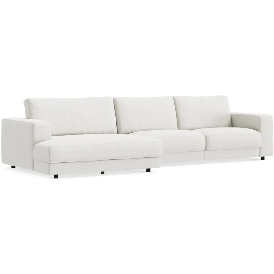 Ecksofa Ava Links Bezug: 100% Polyester snow B 350 T 150 cm - Möbel Konfigurator: Traummöbel individuell zusammenstellen