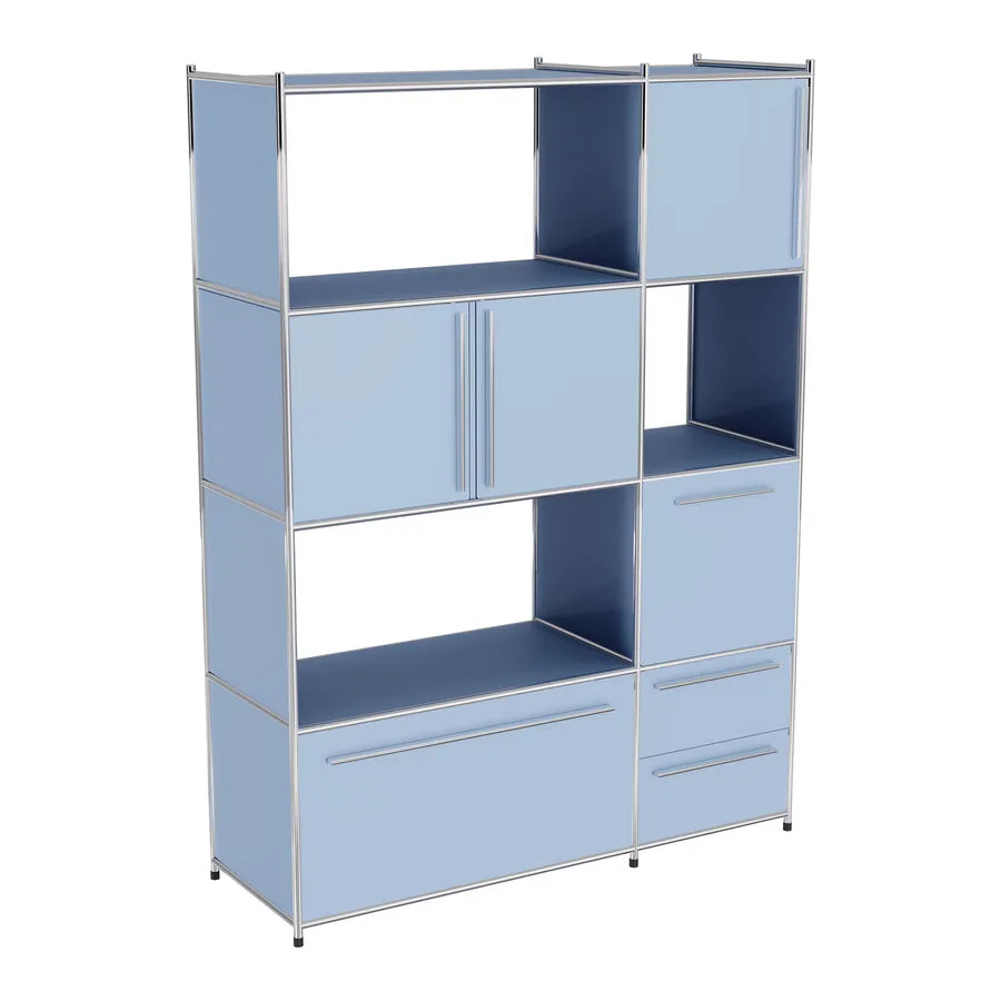 Regal Cubo stahlblau Metall