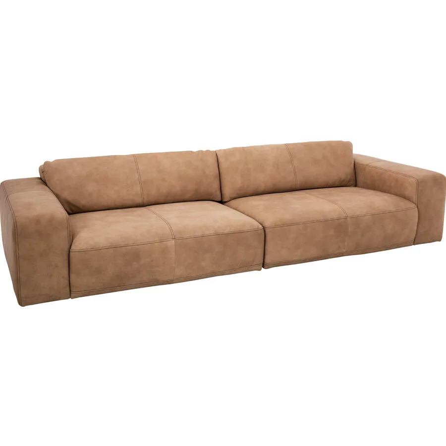 Sofa Finn Plus Leder hellbraun B 300 T 120 cm