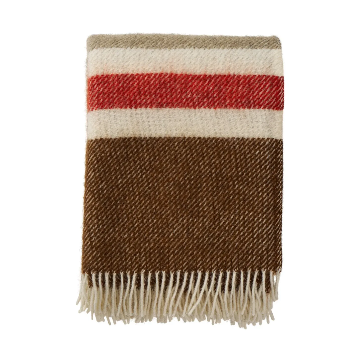 Klippan Yllefabrik Gotland Stripe Wolldecke 130x200 cm Brown-beige-red