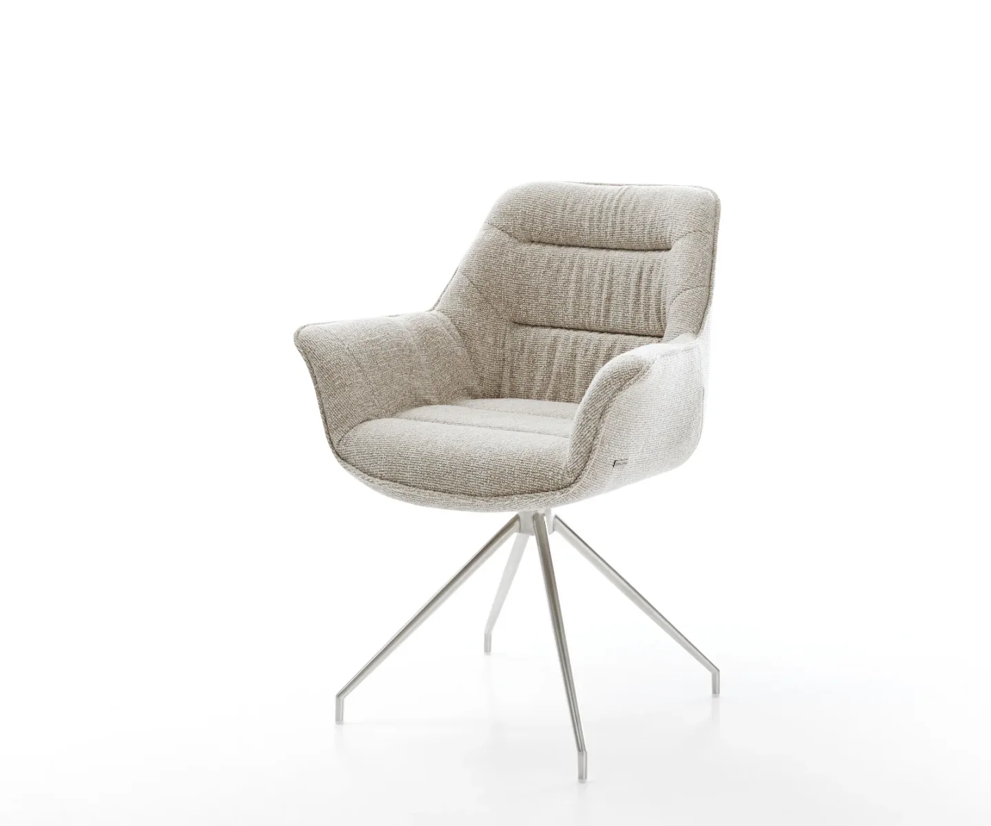 Esszimmerstuhl Kaira-Flex Webstoff Soft Beige Kreuzgestell konisch Edelstahl