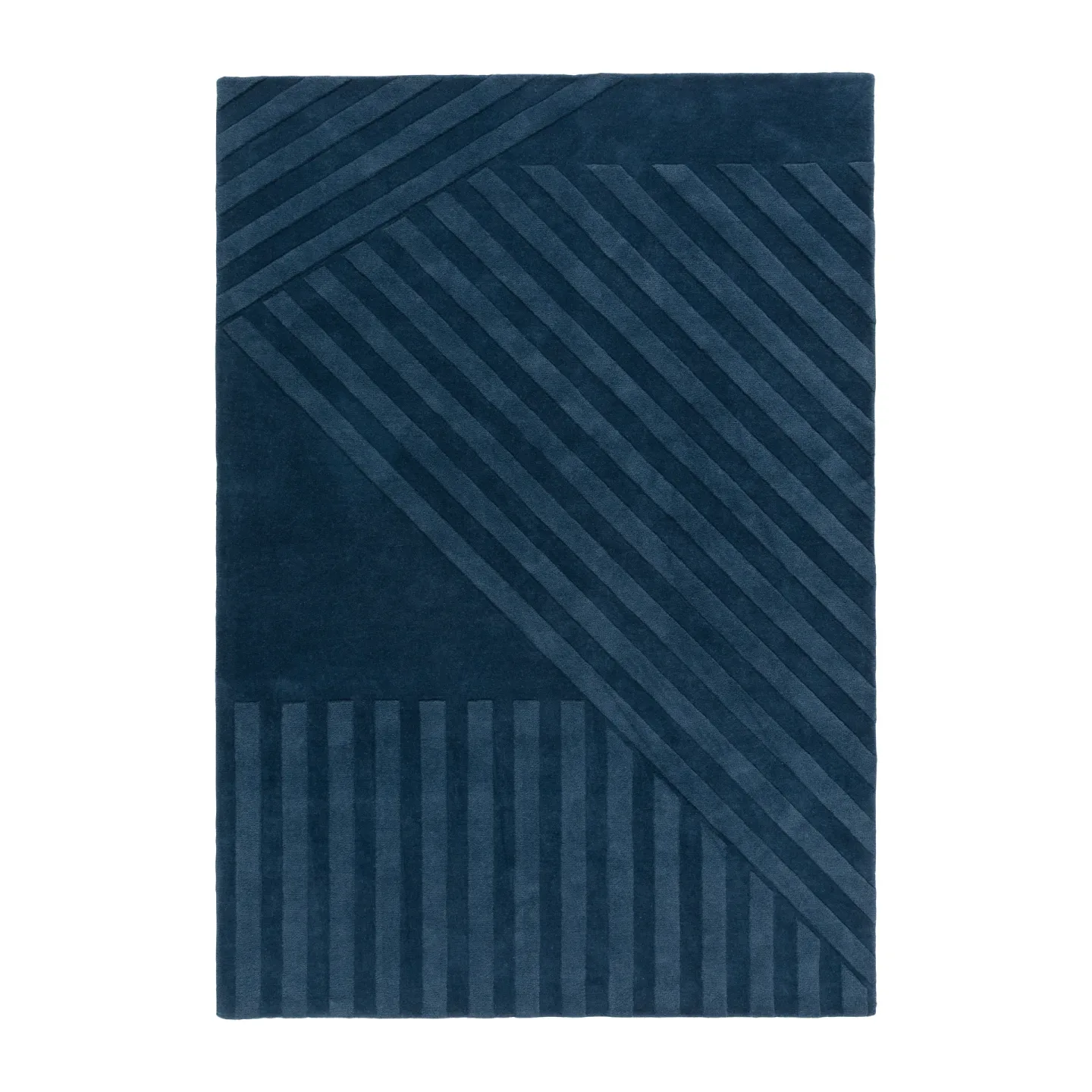 NJRD Levels Stripes Wollteppich Blau, 170x240 cm