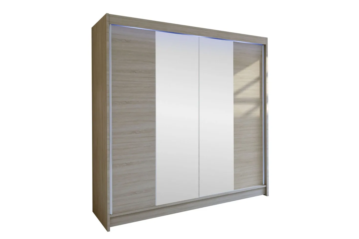 Canderbury Garderob m. Spegel 180x215 cm LED-belysning - Brun