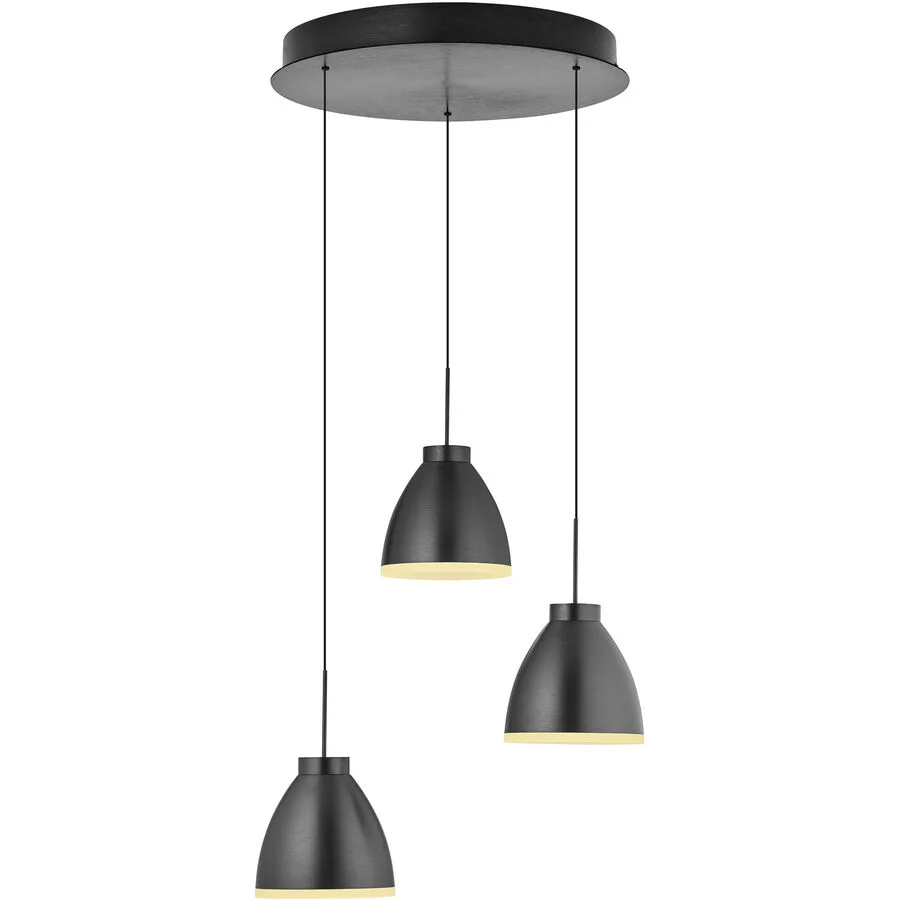 Pendellampe Henry Grau Aluminium/Eisen 46 cm - Farbe: anthrazit eloxiert - LED - Lichtfarbe: Warmweiss - LED Energiesparlampen