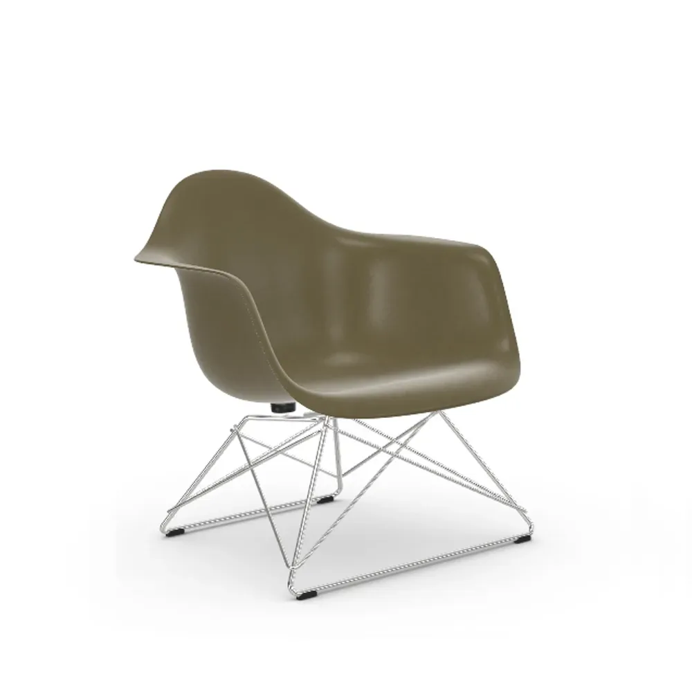 Vitra Eames fiberglass armchair LAR fåtölj Raw umber-Chrome