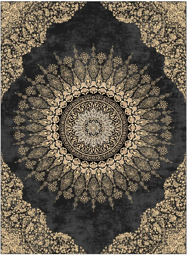 Wilton-teppe - Sandrigo (svart/gull) (Størrelse: 130 x 190 cm)