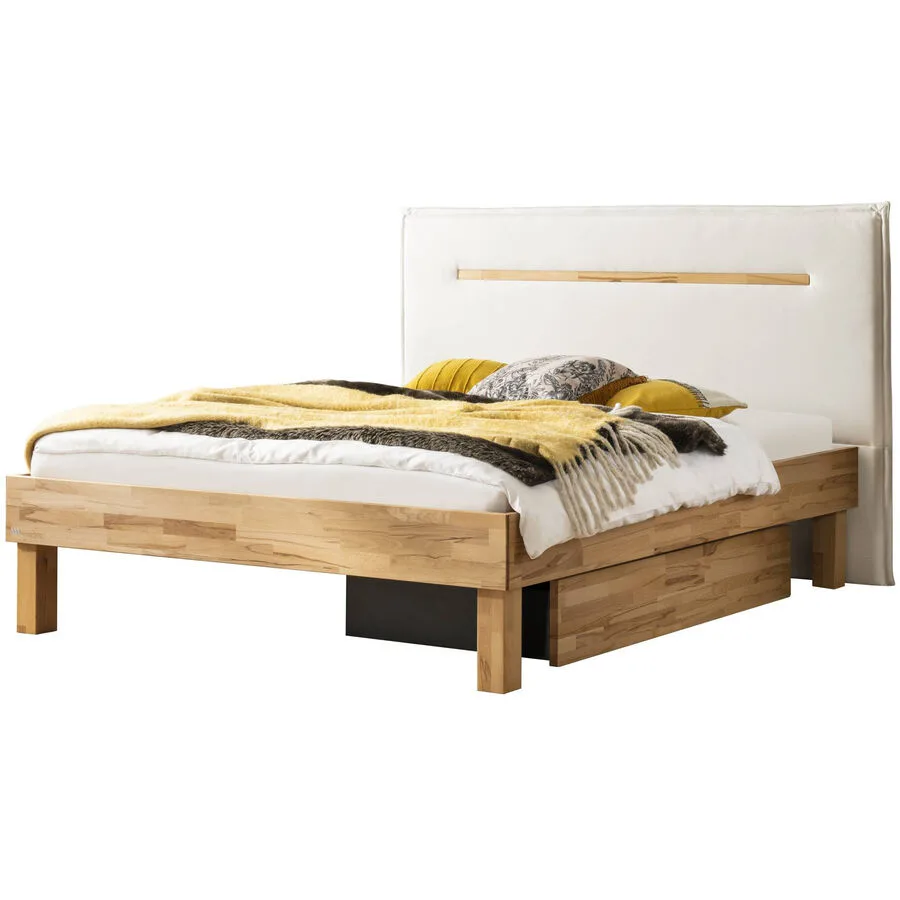 Hasena Bett Sassari Kernbuche, weiss Kernbuche massiv Massivholz 140 x 200 cm