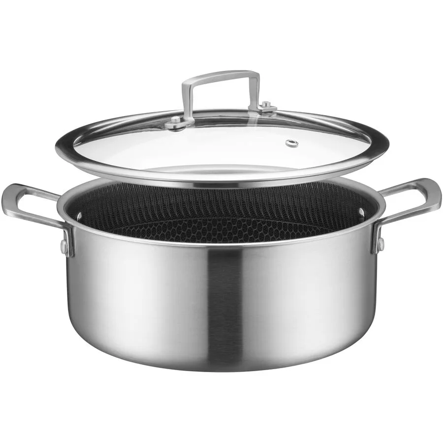 Kasserolle Hestia silber/schwarz Edelstahl Rund B 24 T 24 cm