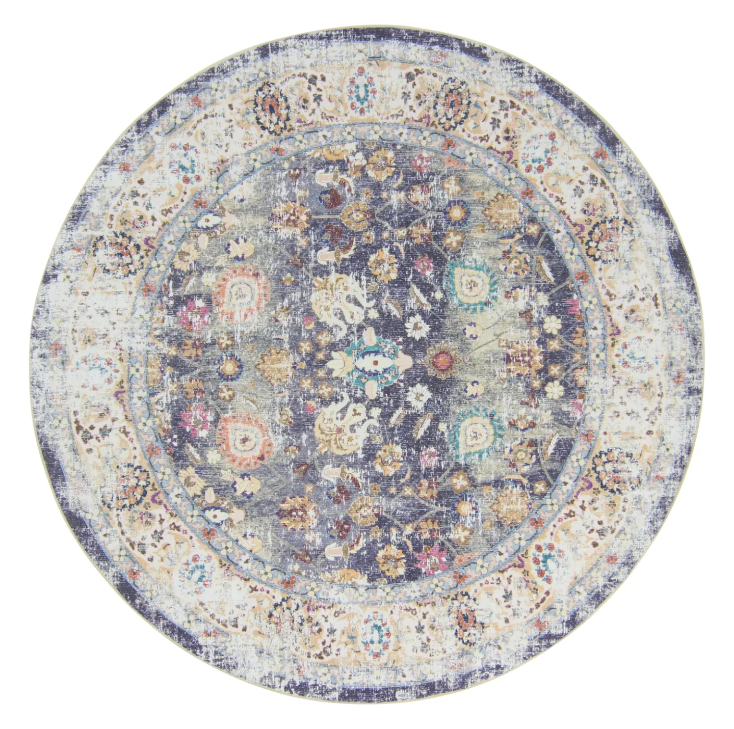 Rundt teppe - Bouhjar (blå/multi) (Størrelse: Ø 240 cm)