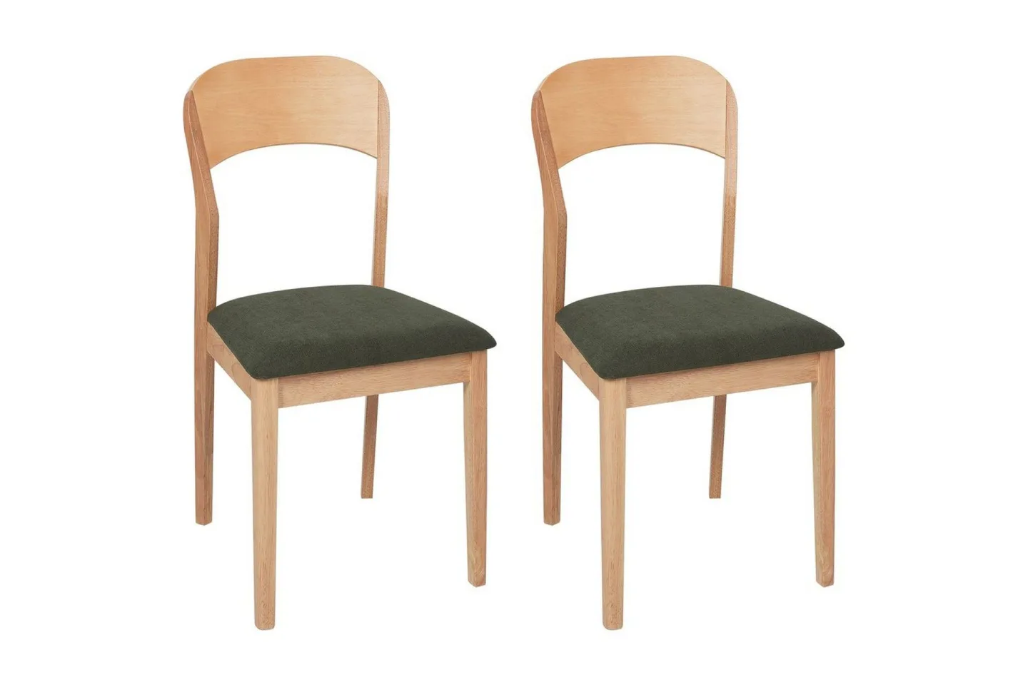 Set med 2 matstolar Alvin - Ljus trä, grön