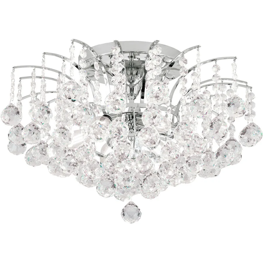 Briamond Deckenlampe Sheraton Grau Kristall/Messing 52 cm 36 cm - Farbe: chrom - Material: Messing/Kristall