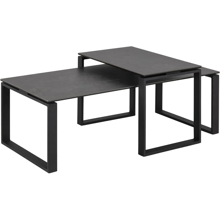 Salontisch Katrine schwarz Keramik, Metall, Glas B 115 T 69 cm