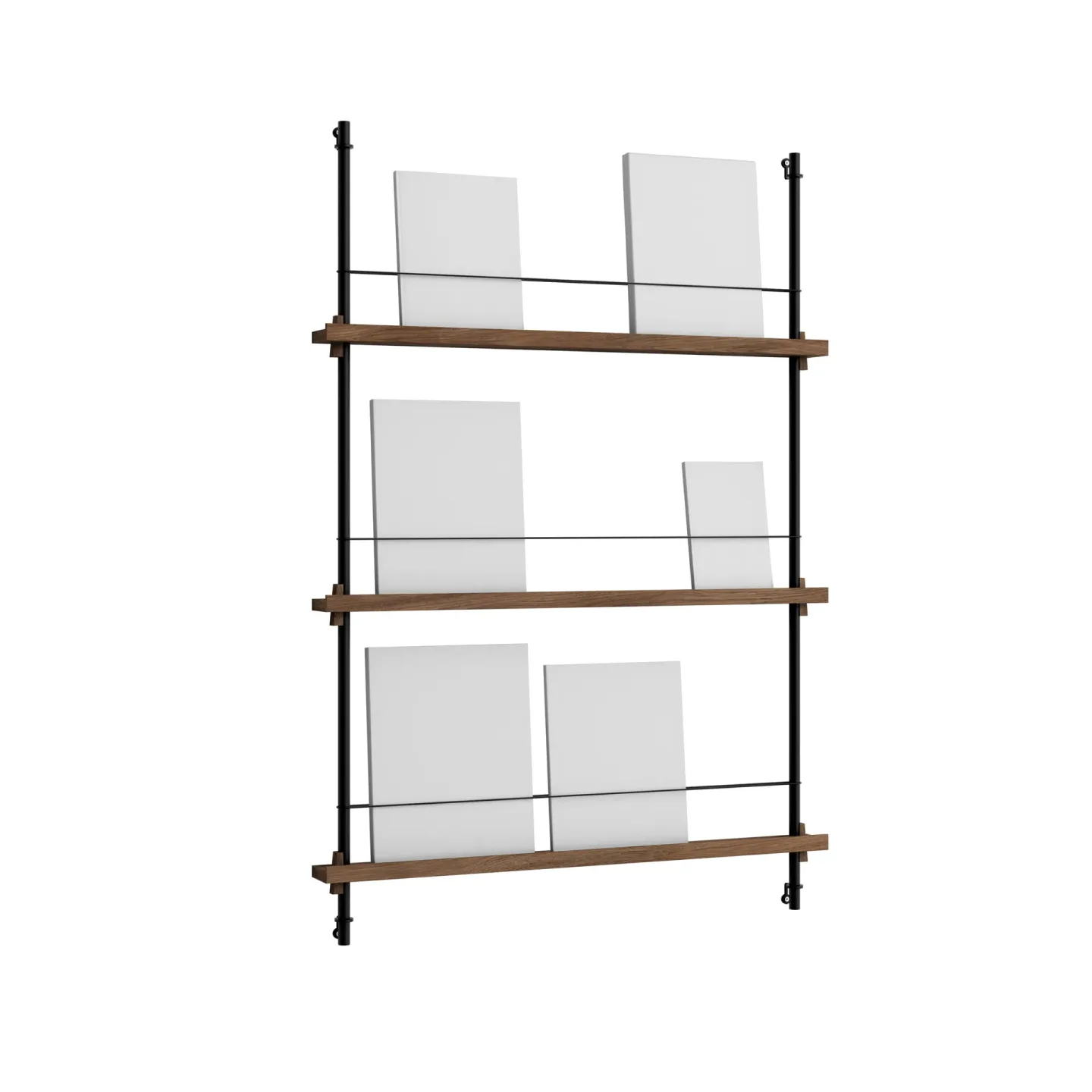 MOEBE Magazine Shelving Zeitungsständer Geräucherte Eiche-black, 85x115x7 cm, MS.115.1