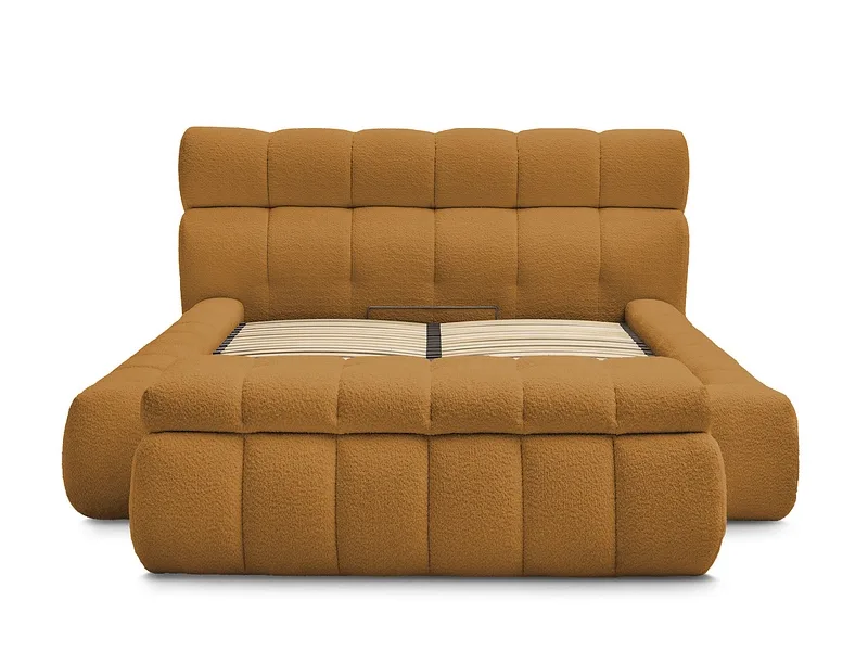 Kastenbett mit Bettkasten BOBOCHIC MONT-BLANC 160x200cm boucle-stoff gelb