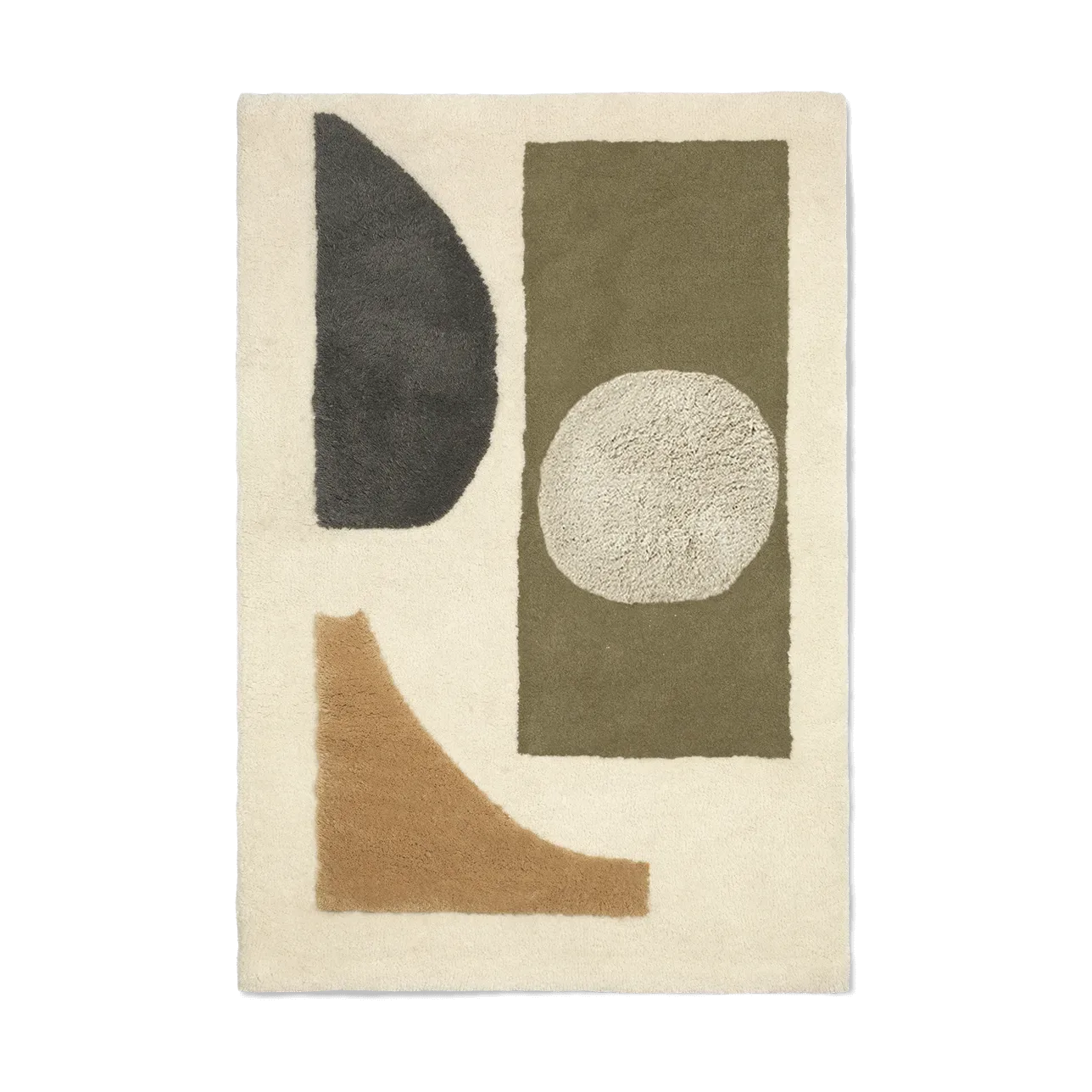 Ferm Living Bloco tuftad matta Green-off white, 120x180 cm