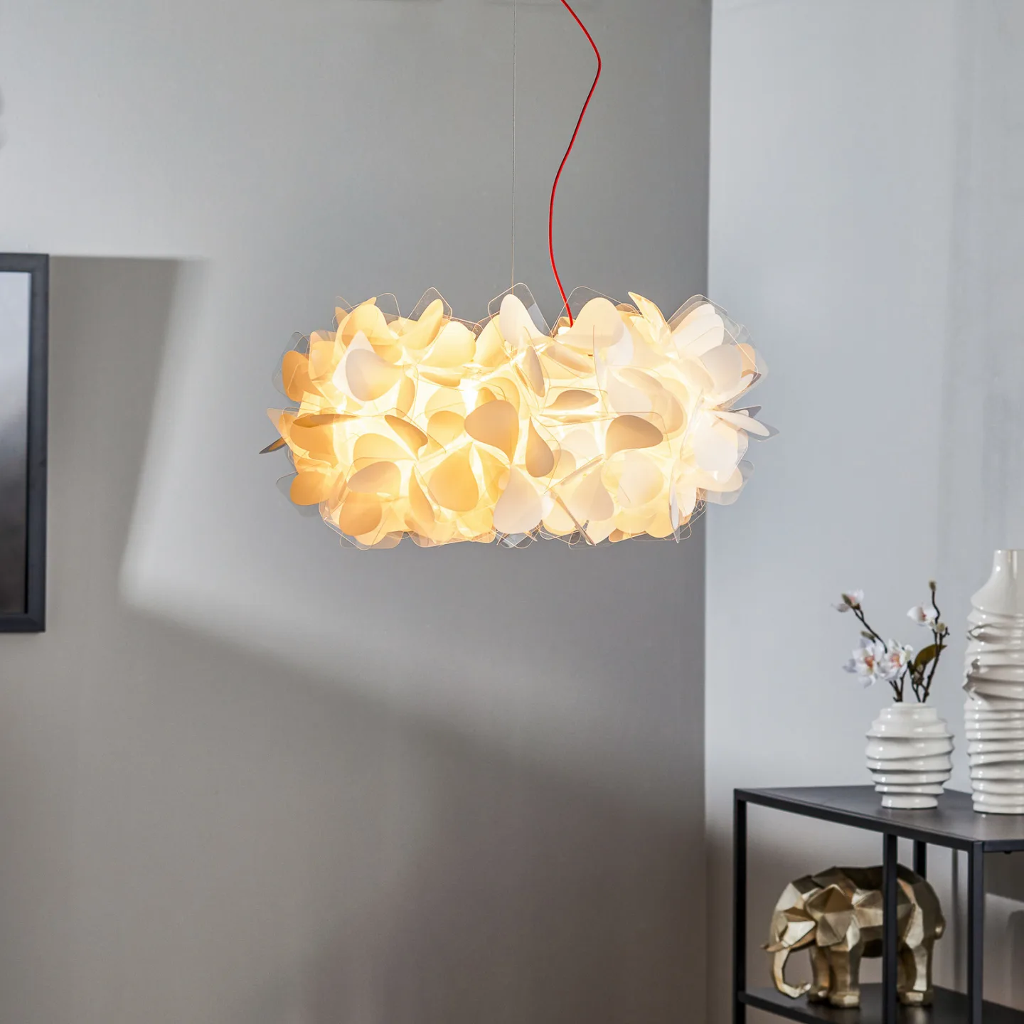 Clizia Mama Non Mama Hängelampe, Ø 53 cm, weiß/rot - Slamp - Wohnzimmer - Design - Kunststoff - Mehrflammig