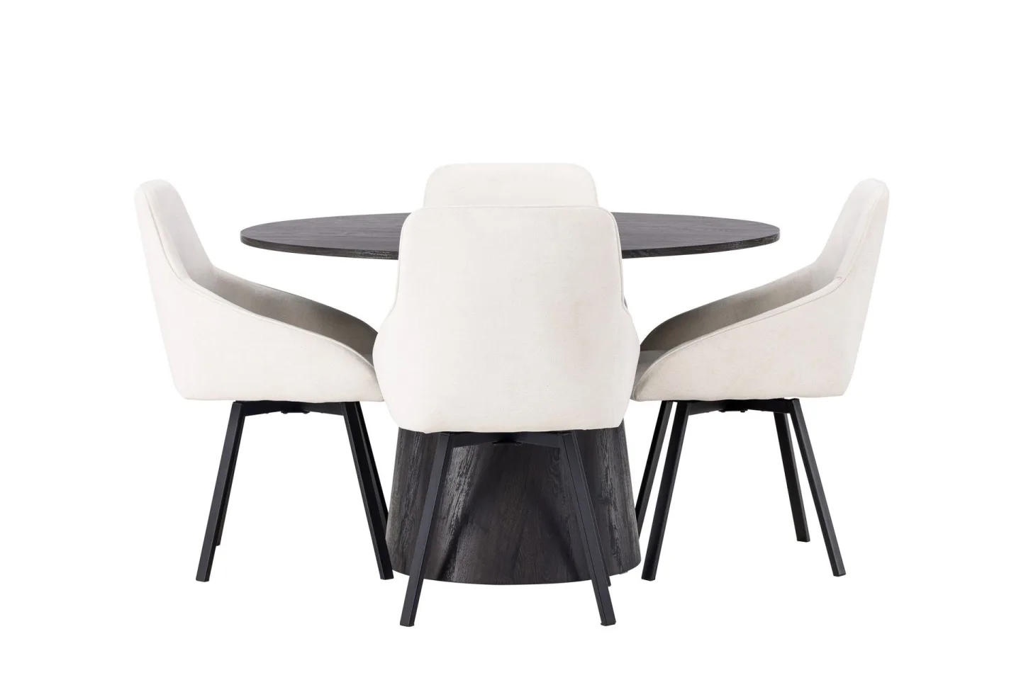 Lanzo Matgrupp 120 cm Rund med 4 Rosie stolar - Beige