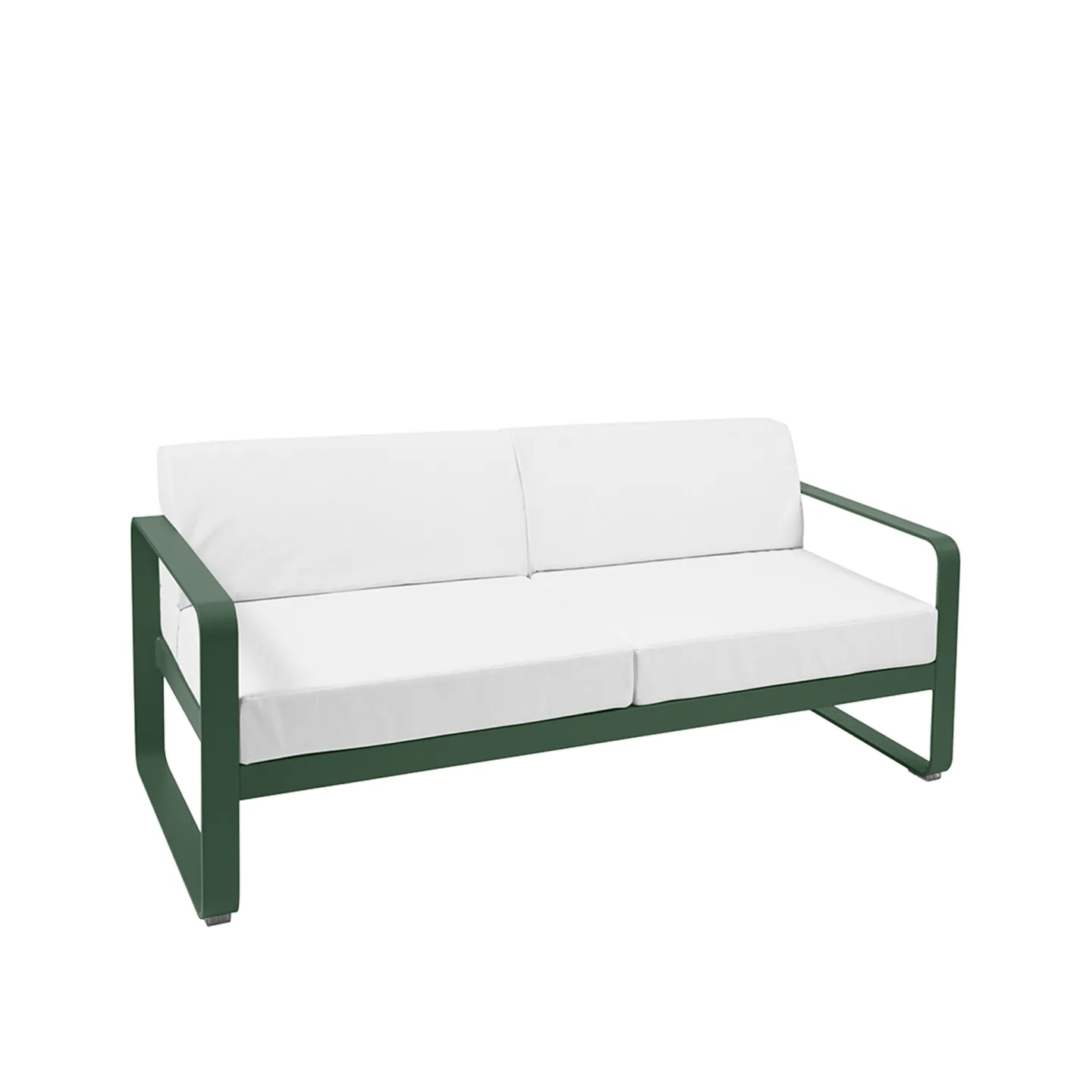Fermob - Bellevie 2 Seater Sofa Off-White Cushions, Cedar Green - Soffor utomhus - Pagnon & Pelhaître