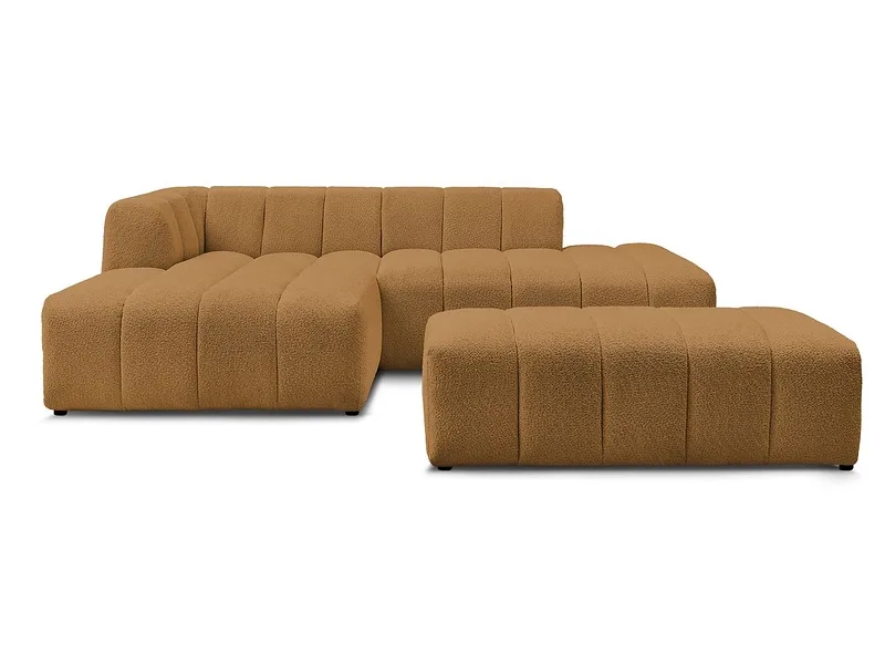 Ecksofa mit Hocker BOBOCHIC ANNECY Boucle-Stoff gelb