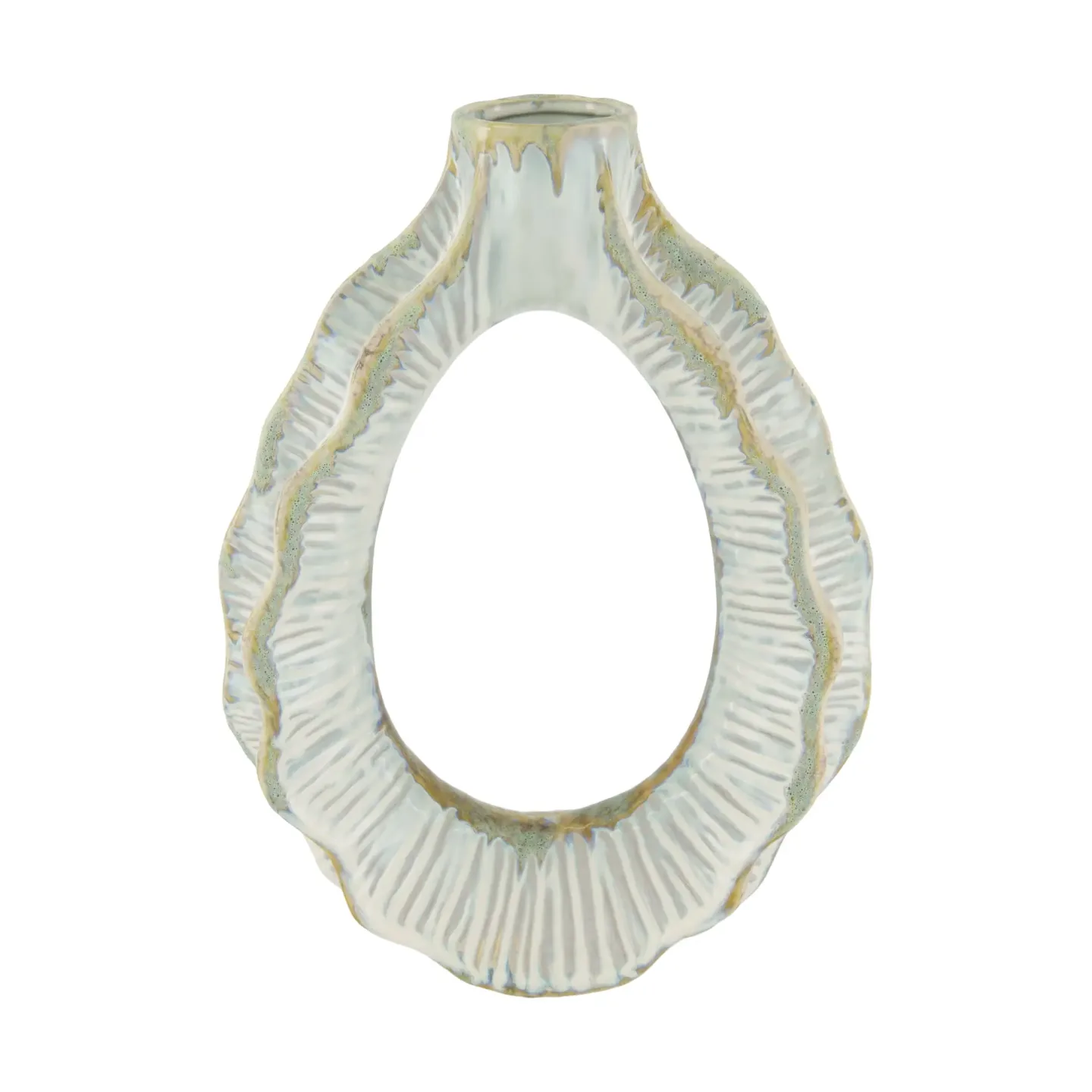 Decofinder Vase Ringflasche Keramik Weiss H: 36 cm | Schubiger Möbel
