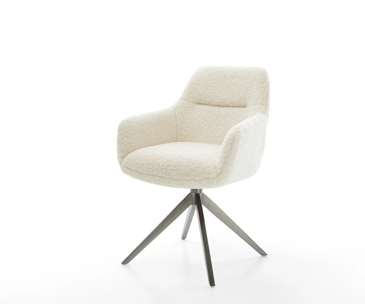 Drehstuhl Pejo-Flex Teddystoff Beige Kreuzgestell breit Graphit 360° drehbar Wippfunktion Taschenfederkern